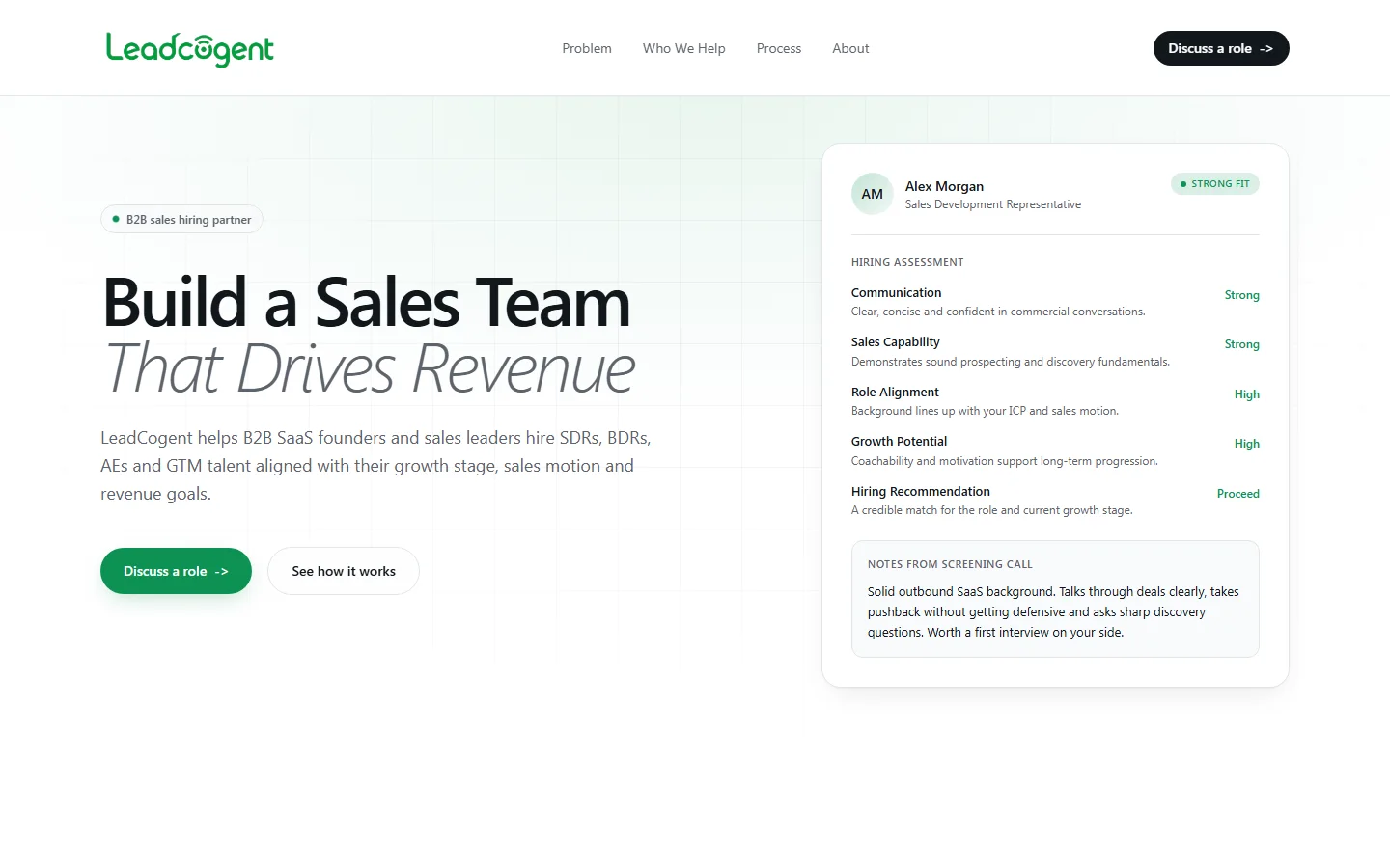 LeadCogent live website shown on desktop